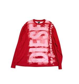 Diesel Red K-Atullus-Round Ribbed Knit Logo Sweater